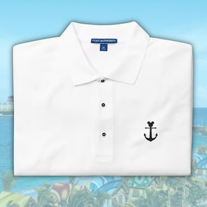 Versteckter Mickey Anchor Disney Cruise Line besticktes Herren Relaxed Fit Polo | Subtiles Disney Cruise Shirt | DCL Kleidung