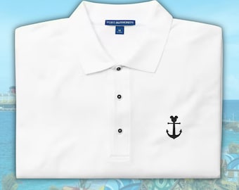 Polo holgado para hombre con bordado de Mickey y ancla de Disney Cruise Line / Camisa discreta de Disney Cruise / DCL Apparel