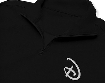 Suéter polar con cremallera de un cuarto y logotipo bordado de WDW D / Inspirado en Disney / Walt Signature