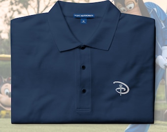 Disney Golf Tee Logo Relaxed Fit Embroidered Polo | Subtle Disney Polo Shirt | Minimalist Disney Adult Apparel | Classic Golf Style
