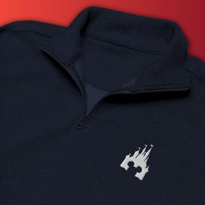 Hidden Mickey Cinderella Castle Embroidered Fleece Quarter Zip | Disney Pullover | Magic Kingdom Sweatshirt | Subtle Disney Adult Apparel