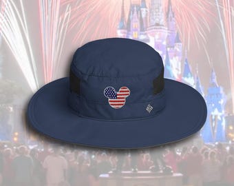 アメリカ国旗ミッキー コロンビア ブーニーハット | 愛国的なディズニー サンハット | 刺繍入りさりげないディズニー 大人用アパレル | アメリカーナ パークハット