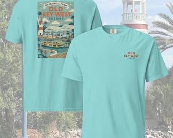Altes Key West Resort Comfort Colors Tee | Gestickte Vorderseite, bedruckte Rückseite | Disney-Resort tragen