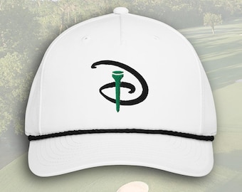 Disney Golf Tee Logo Embroidered Rope Hat | Subtle Disney Golf Cap | Country Club Style | Minimalist Disney Dad Hat | Golf Gift
