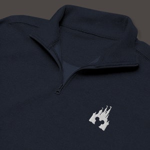 Hidden Mickey Cinderella Castle Embroidered Fleece Quarter Zip | Disney Pullover | Magic Kingdom