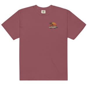 Monorail Sunset Embroidered Comfort Colors Tee | Subtle Disney Adult Shirt | Walt Disney World Monorail T-Shirt Brick