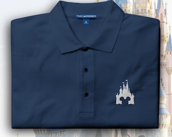 Polo holgado con bordado del Castillo de Cenicienta de Mickey oculto / Camisa Disney sutil / Conjunto minimalista Disney