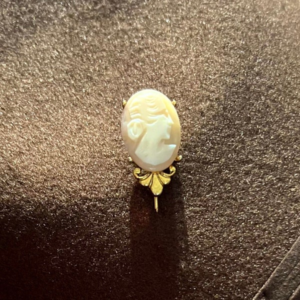 Victorian Style Cameo Brooch Pin with Authentic Bone - Vintage Statement Piece