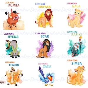 Pacote de Personagens do Rei Leão em Aquarela Png, Hakuna Matata Png, Simba Png, Clipart do Rei Leão, Viagem em Família Png, Modo de Férias Png