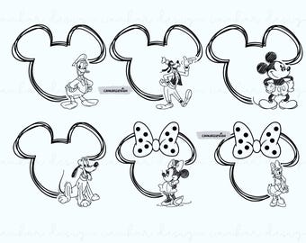 Mouse Ears Png Bundle, Mouse and Friends Sketch Png, Mouse Sketch Svg Bundle, Mouse and Friends Svg Bundle, Instant Download, Vacay Mode Png