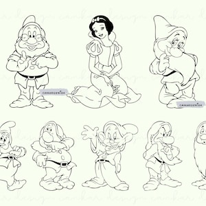 Snow White Svg Bundle, Snow White Princess, Snow White Clipart, Bundle Seven Dwarfs Png, Family Trip Png, Digital Download Svg,