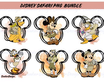 Mouse and Friends Safari Png Bundle, Family Safari Png Bundle,  Watercolor Mouse Heads Png, Animal Kingdom Png, Instant Download