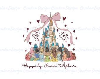 Magical Castle Png, Princess Clipart, Princess Castle PNG, Coquette Pink Bow Magic Kingdom Sublimation,Happily Ever After Digital Download