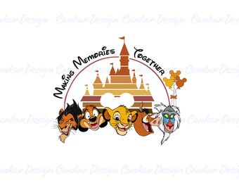 Lion King Family Vacation Shirt PNG, Safari Magic Kingdom Trip Design, Retro Castle Sublimation, Simba Timon Pumbaa Group Travel Design