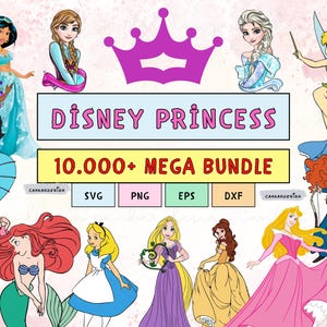 All Princess Png Bundle, Princess Svg, Princess Clipart, Princess Clipart Instant Download, Princess Birthday, Princess Silhouette Svg Files