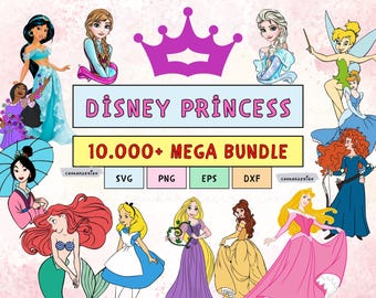 All Princess Png Bundle, Princess Svg, Princess Clipart, Princess Clipart Instant Download, Princess Birthday, Princess Silhouette Svg Files