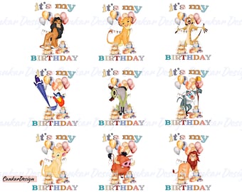 Watercolor Lion King Birthday Png Bundle, Lion King Cgaracters Png Bundle, Hakuna Matata Png, Its My Birthday Png Bundle