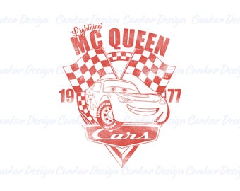 Lightning Mcqueen PNG, Retro Cars Movie Clipart, Distressed Race Car Sublimation Design