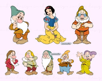 Snow White Svg Bundle, Seven Dwarf Svg Bundle, Snow White Birthday, Snow White Png, Clipart Cricut, Svg Png Dxf