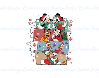 Paquete PNG navideño de Mickey y Minnie Mouse - Descarga digital navideña - Sublimación de Donald, Goofy, Pluto, Chip y Dale