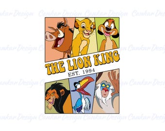 Lion King Characters Digital Clip Art, 90s Nostalgia Cartoon Graphic for Sublimation, Simba and Friends Retro Movie Png