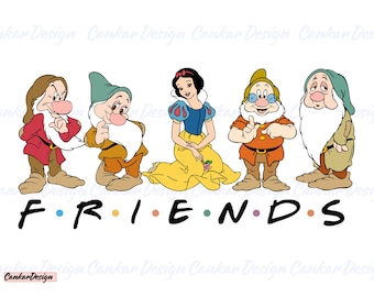 Snow White Princess and Seven Dwarfs Png, Snow White and Friends, Snow White Princess Clipart, Snow White Png, Instant Download
