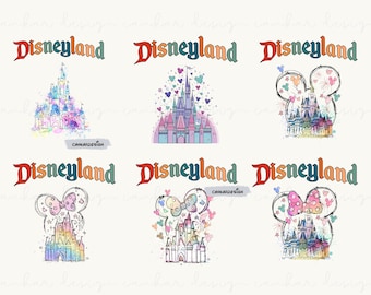 Watercolor Castle Png Bundle, Princess Castle Png, Castle Clipart Png, Magical Kingdom Png, Family Trip 2024 Png, Retro Colorful Castle