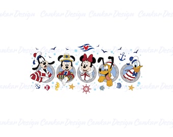 Mouse and Friends Cruise Porthole Digital Download, Mickey and Friends Png