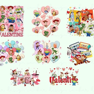 Paquete de San Valentín Toy Story PNG, Feliz día de San Valentín PNG, Clipart de Toy Story, Retro Valentines Png, Pareja de Toy Story Png, Descarga instantánea