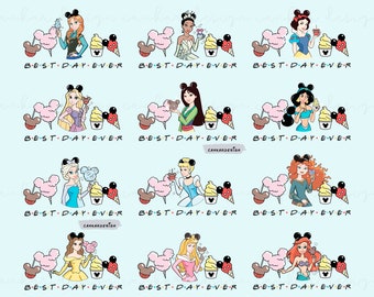 Princess Svg Bundle, Best Day Ever Svg, Family Vacation,  Princess Characters Png, Snacks Svg File, Svg Files For Cricut, Family Trip Svg,