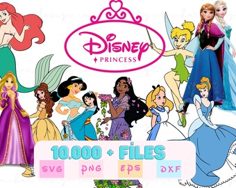 Mega Bundle Princess  Png, Princess Bundle, Family Trip Png, Layered Digital File, Princess Clipart, Princess Silhouette Svg, Png, Eps, Dxf