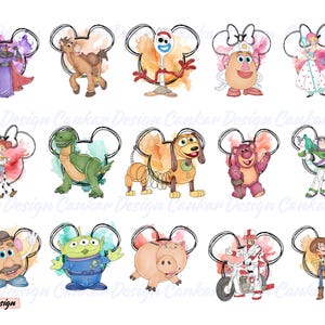 Watercolor Toy Story Png Bundle, Mouse Ears Png Bundle, Watercolor Backround Toy Story Characters Png, Family Trip, Woody Png