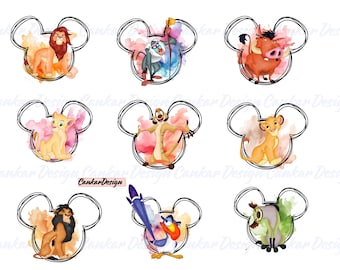 Aquarell König der Löwen Charaktere Png Bundle, König der Löwen Png, Maus Ohren Png Bundle, Hakuna Matata Png Bundle, König der Löwen Clipart