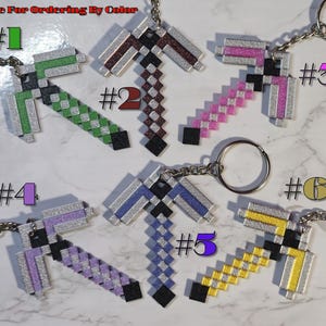 Minecraft-Inspired Pixel Pickaxe Keychain Set – Gamer-Inspired Accessories | Perfect for Backpacks, Gifts & More!