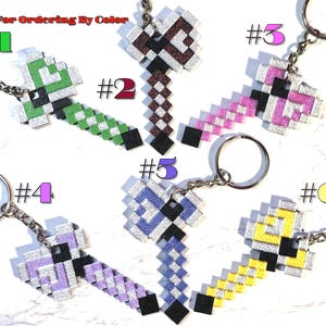 Pixel Axe Keychain Set – Gamer-Inspired Plastic Keychains