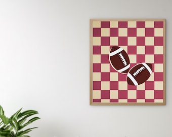 Impresión de pared del estado de Florida, arte de fútbol retro, imprimible de la FSU, decoración de dormitorio, exalumno de la FSU, regalo de graduación, arte de los Seminoles, 300 DPI