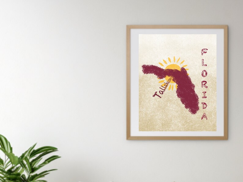 Florida State Wall Art, FSU Printable, Dorm Decor, College FSU Alumni
