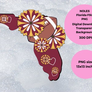 Florida State PNG, Floral Sticker, Seminoles Sticker, Noles, FSU, Digital Download, Sublimation, 300 dpi