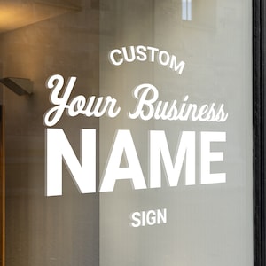 Calcomanía personalizada para ventana de negocio/nombre o logotipo de su empresa, pegatina de vinilo para escaparate, letras para puerta y ventana