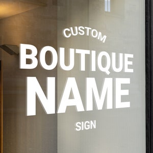 Calcomanía de letrero de boutique personalizable / Logotipo de su empresa Etiqueta de vinilo de escaparate Letras de puerta de ventana
