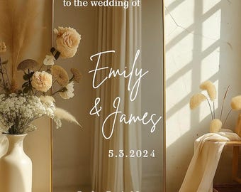 Custom Wedding Mirror Decal, Personalized Welcome Sign, Reception Decor