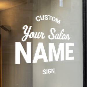 Calcomanía de letrero de salón personalizada/logotipo de su empresa Horas de operación Etiqueta de vinilo de escaparate Letras de puertas y ventanas