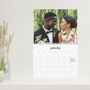 2026 Custom Photo Calendar, Wedding Photo Wall Calendar Newlywed Engagement Anniversary Gift, Personalize Dates and Photographs