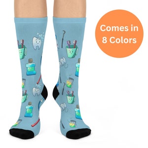 Funny Dental Socks, Custom Dentist Thank You Gift,  Dental Hygiene Gifts, Cute Cushioned Fall Socks