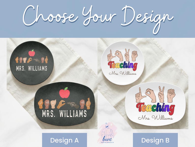 Personalized ASL Teacher Platter, Sign Language Teacher Gift, Deaf ...