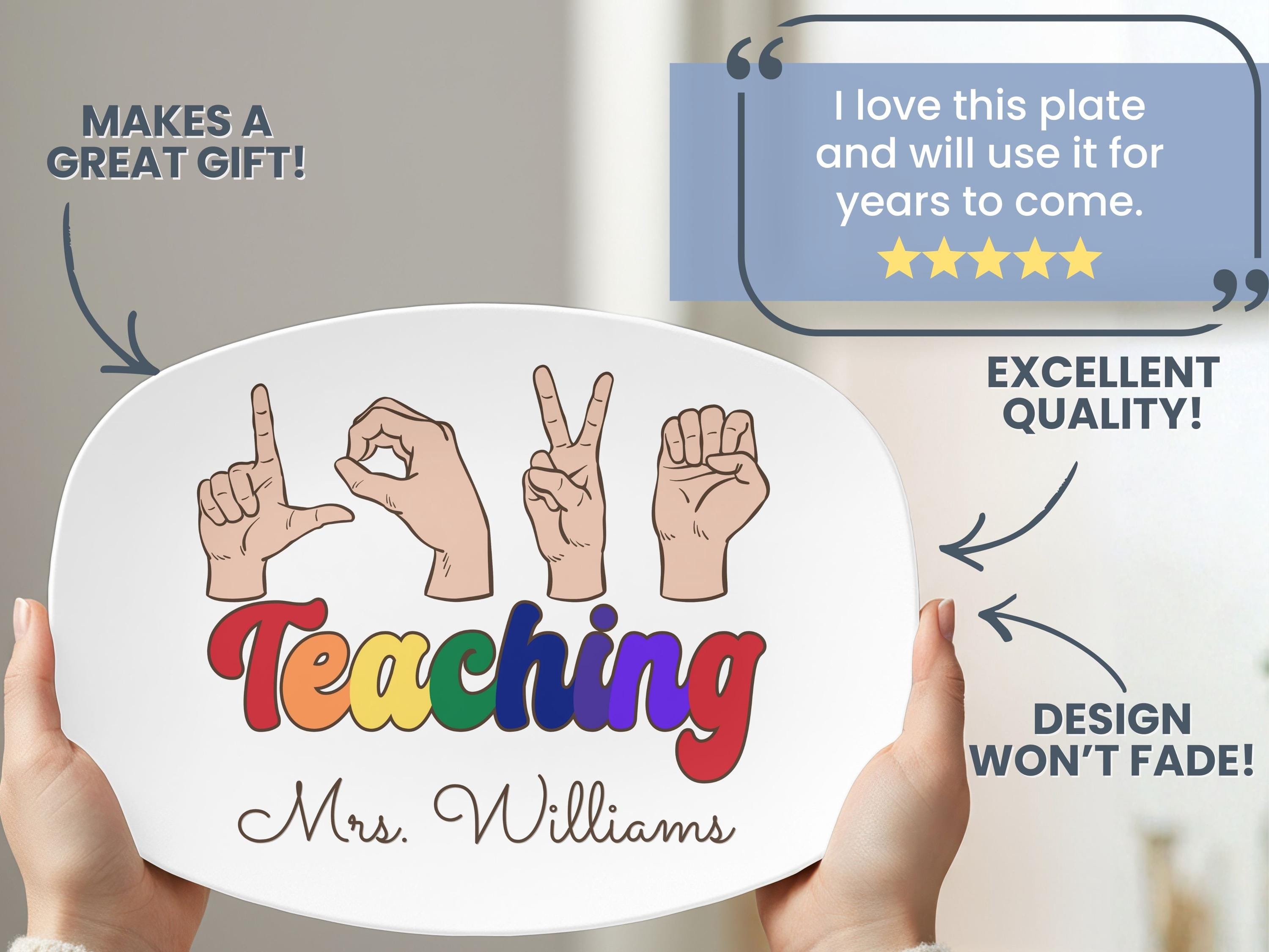 Personalized ASL Teacher Platter, Sign Language Desk Decor, Love ...
