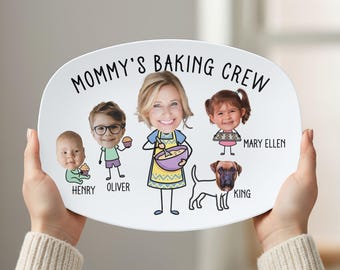 Personalized Baking Mom Platter, Custom Photo Family Platter, Mom Baking Crew Plate, Kids Faces Dish, Baking Mom Gift, Family Kitchen Plate