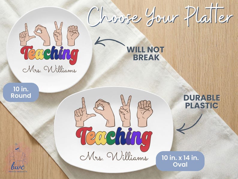 Personalized ASL Teacher Platter, Sign Language Desk Decor, Love ...