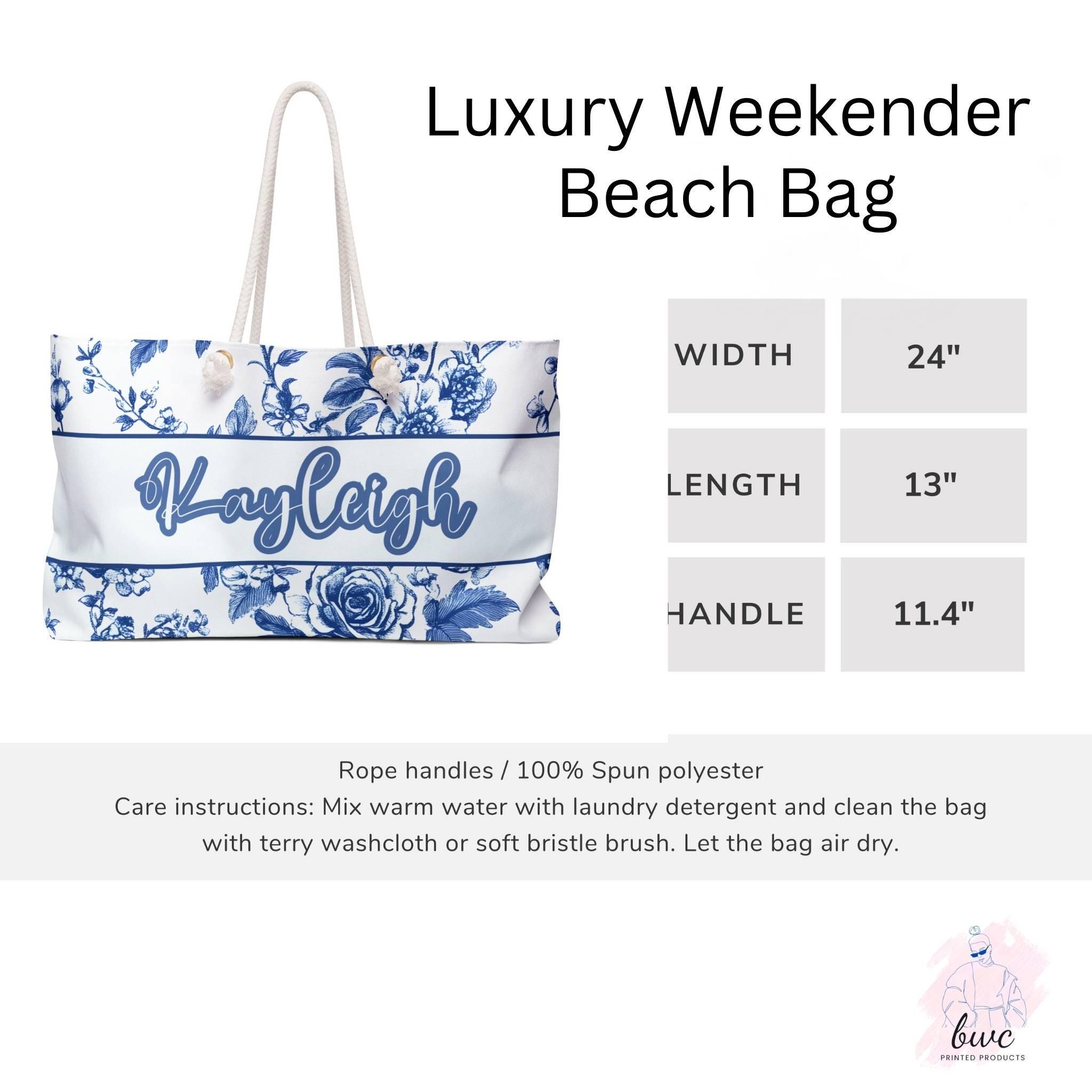 Weekender Bag - Blue and White Floral Toile De Jouy Pattern, Personalize With Name, Travel Tote, Overnight Carrier, Carry-On Luggage,