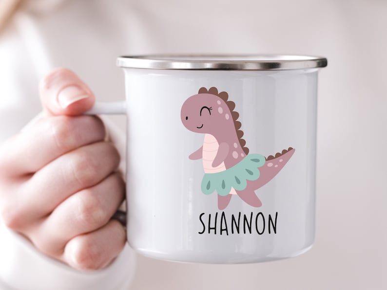 Personalized Kids Dinosaur Mug, Custom Child Name Gift, Cute Birthday